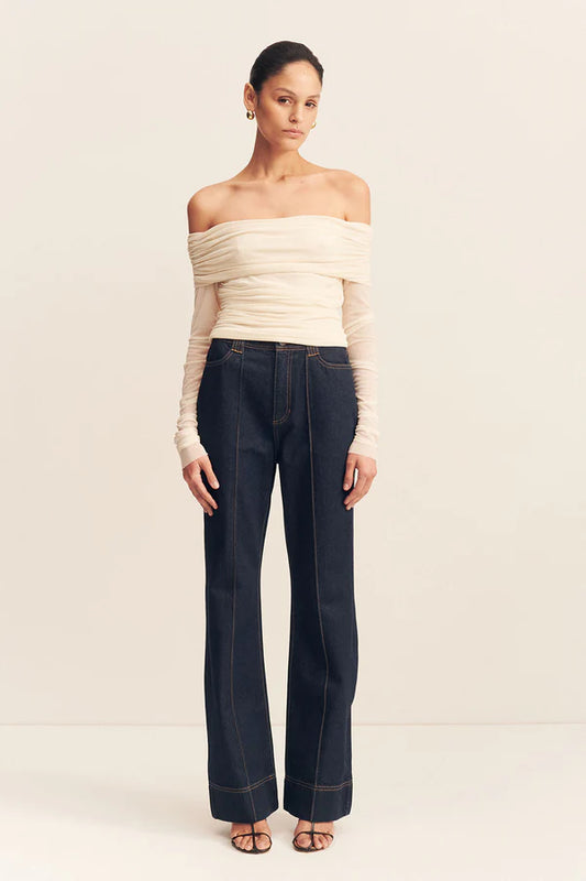 SHONA JOY Mira Long Sleeve Off Shoulder Top-ivory