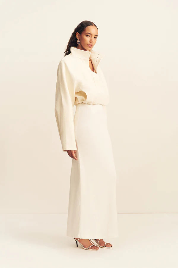 SHONA JOY - Crosby Cropped Bomber Jacket in Ivory