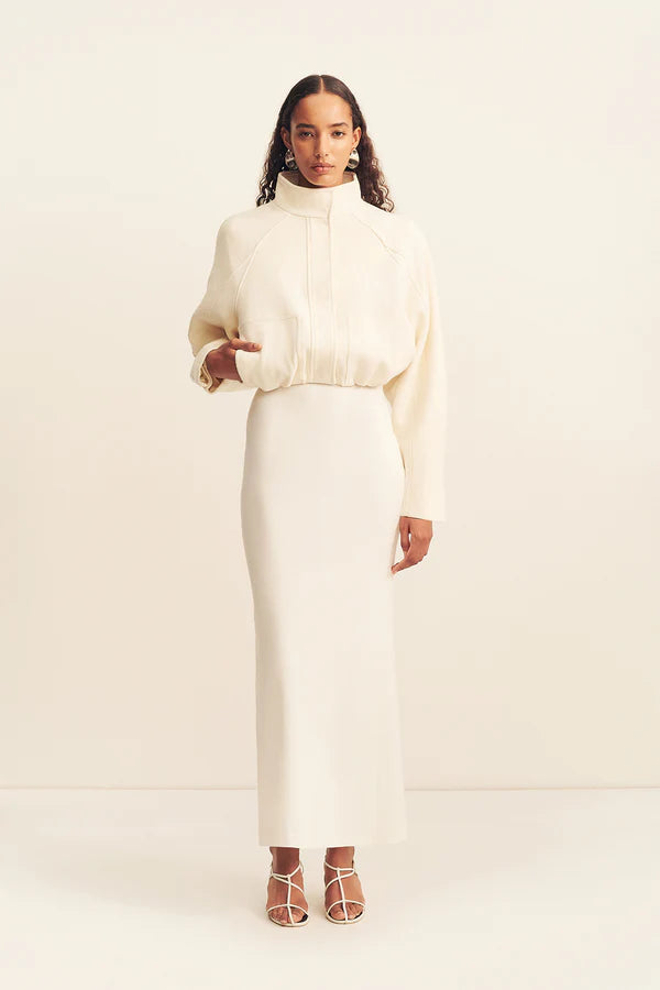 SHONA JOY - Crosby Cropped Bomber Jacket in Ivory