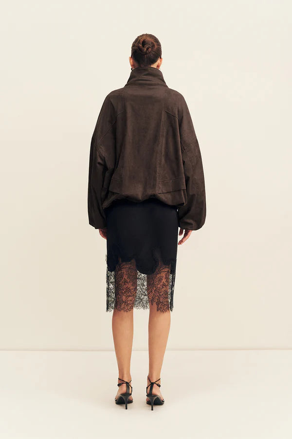 SHONA JOY - Ernest Funnel Neck Bomber Jacket in Cacao