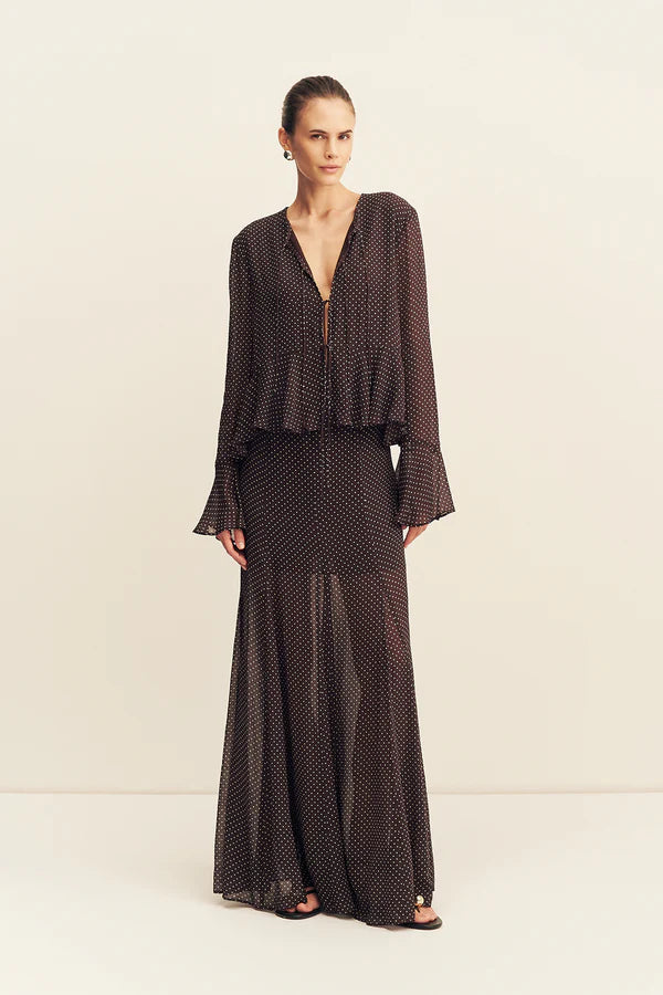 SHONA JOY Maddox Panelled Maxi Skirt Ristretto/Sky