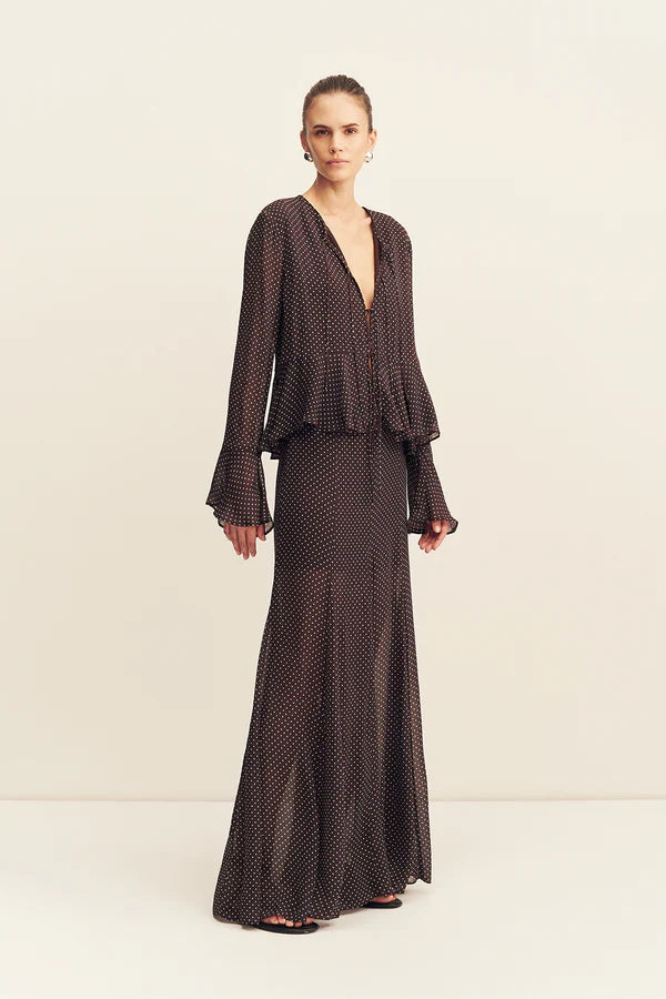 SHONA JOY Maddox Panelled Maxi Skirt Ristretto/Sky