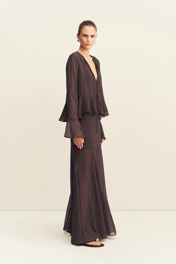 SHONA JOY Maddox Panelled Maxi Skirt Ristretto/Sky