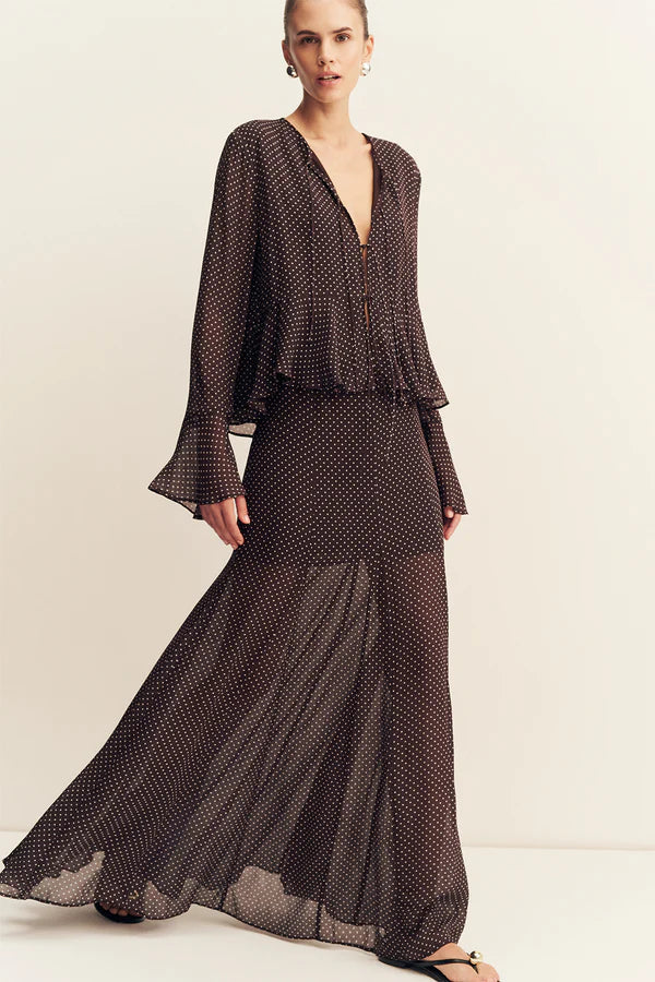 SHONA JOY Maddox Panelled Maxi Skirt Ristretto/Sky