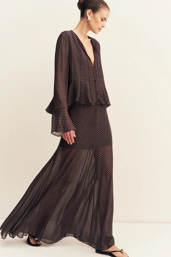 SHONA JOY Maddox Panelled Maxi Skirt Ristretto/Sky