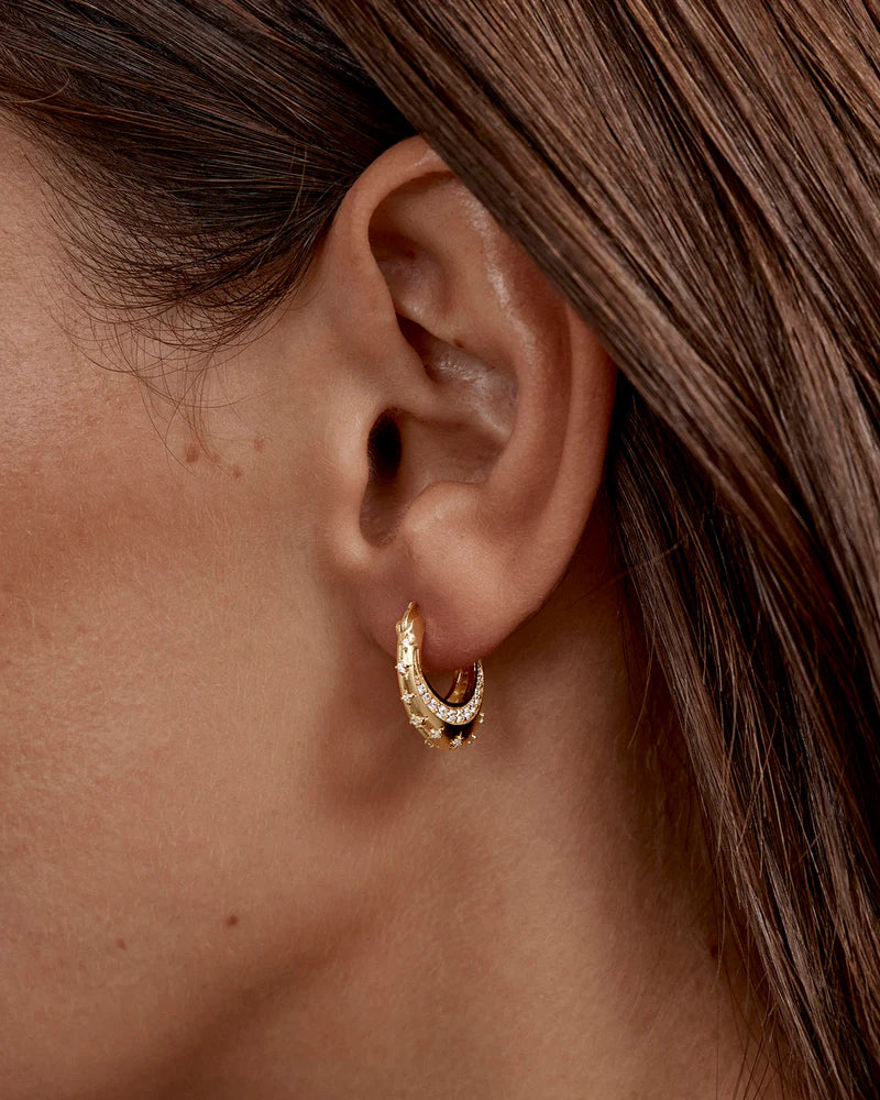 BY CHARLOTTE - My Moon & Stars Hoops in 18k Gold Plated.