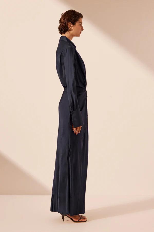 SHONA JOY Shae Draped Shirt Maxi Dress