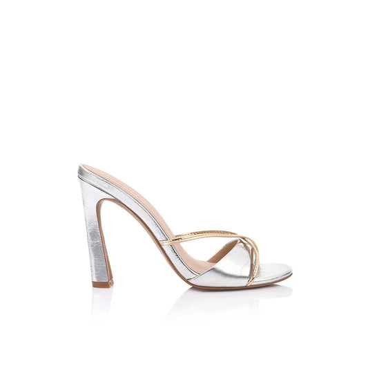 LANA WILKINSON Willow heeled  Mule sandal-silver/gold