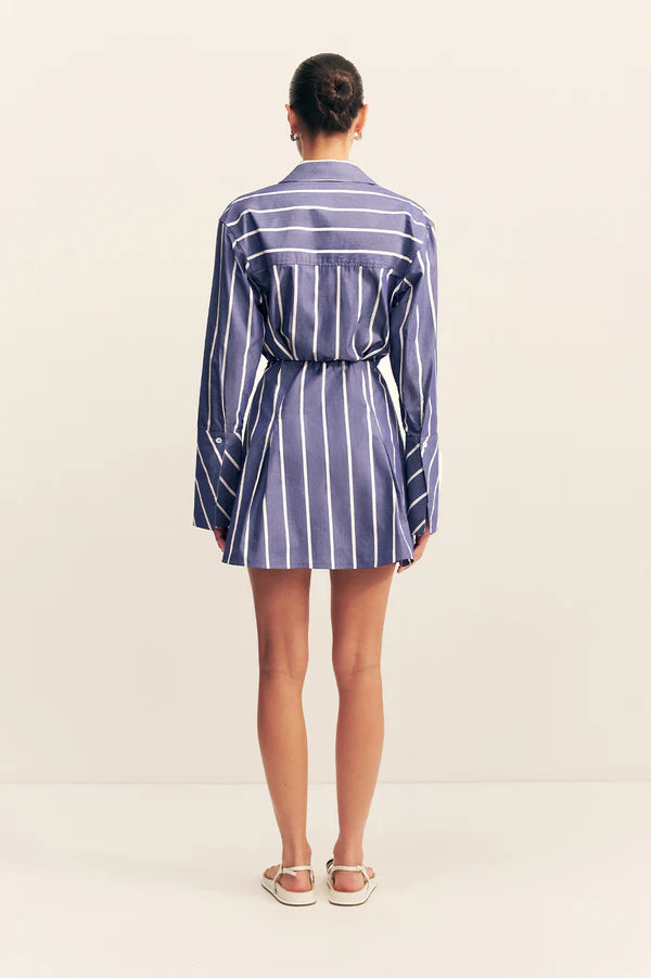 SHONA JOY Cambridge Shirt Mini Dress-chambray blanc