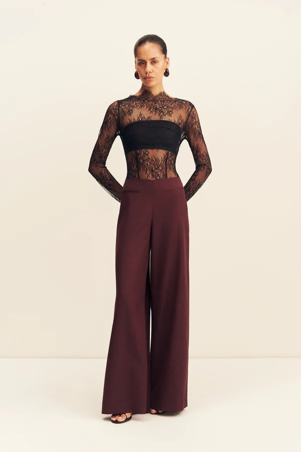 Shona Joy - Lambent Lace Long Sleeve Bodysuit IN BLACK