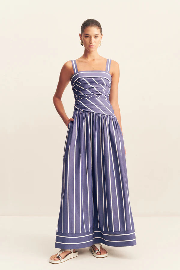 SHONA JOY Cambridge Square Neck Maxi-chambray blamc