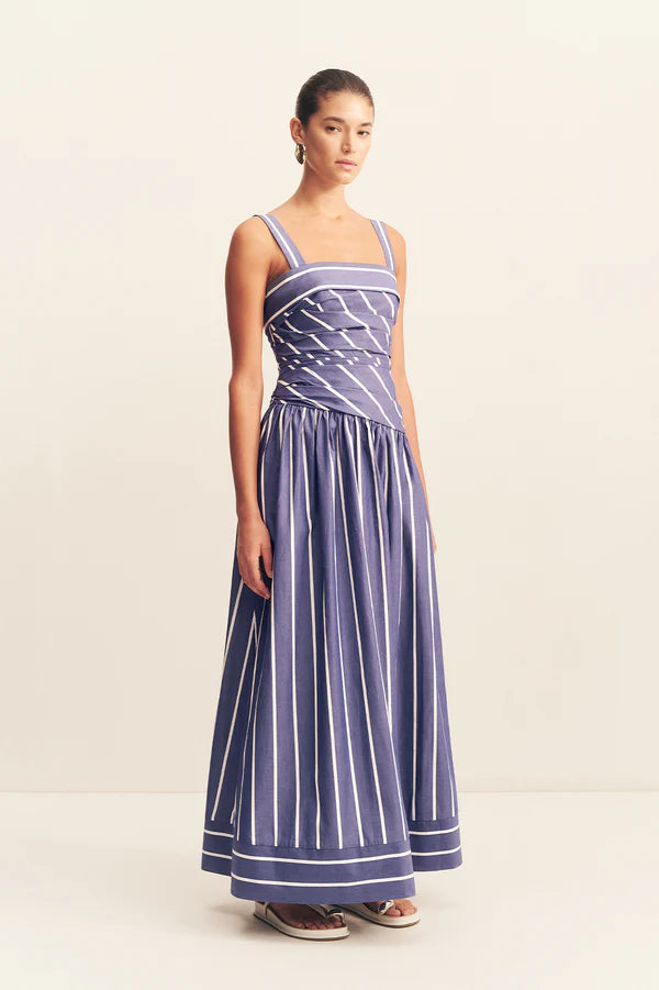 SHONA JOY Cambridge Square Neck Maxi-chambray blamc