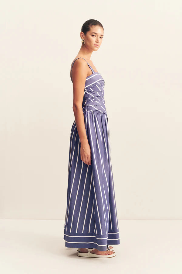 SHONA JOY Cambridge Square Neck Maxi-chambray blamc
