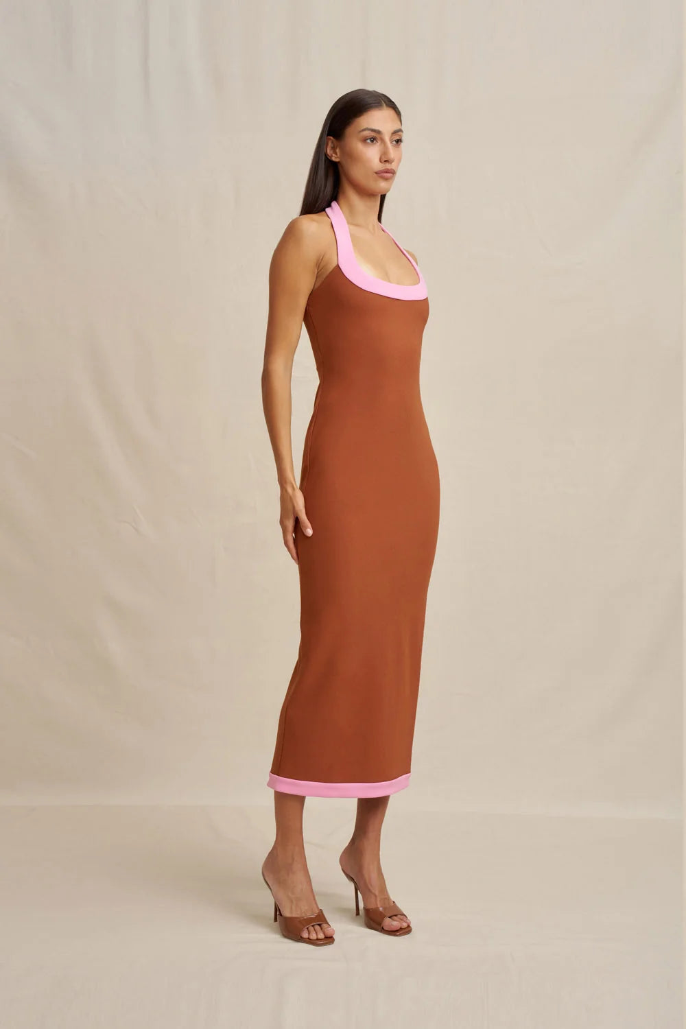 BY JOHNNY - Alexa Halter Midi Dress in Rust