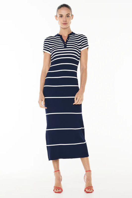 MANNING CARTELL Sea & Shore Knit Polo Dress- navy/white