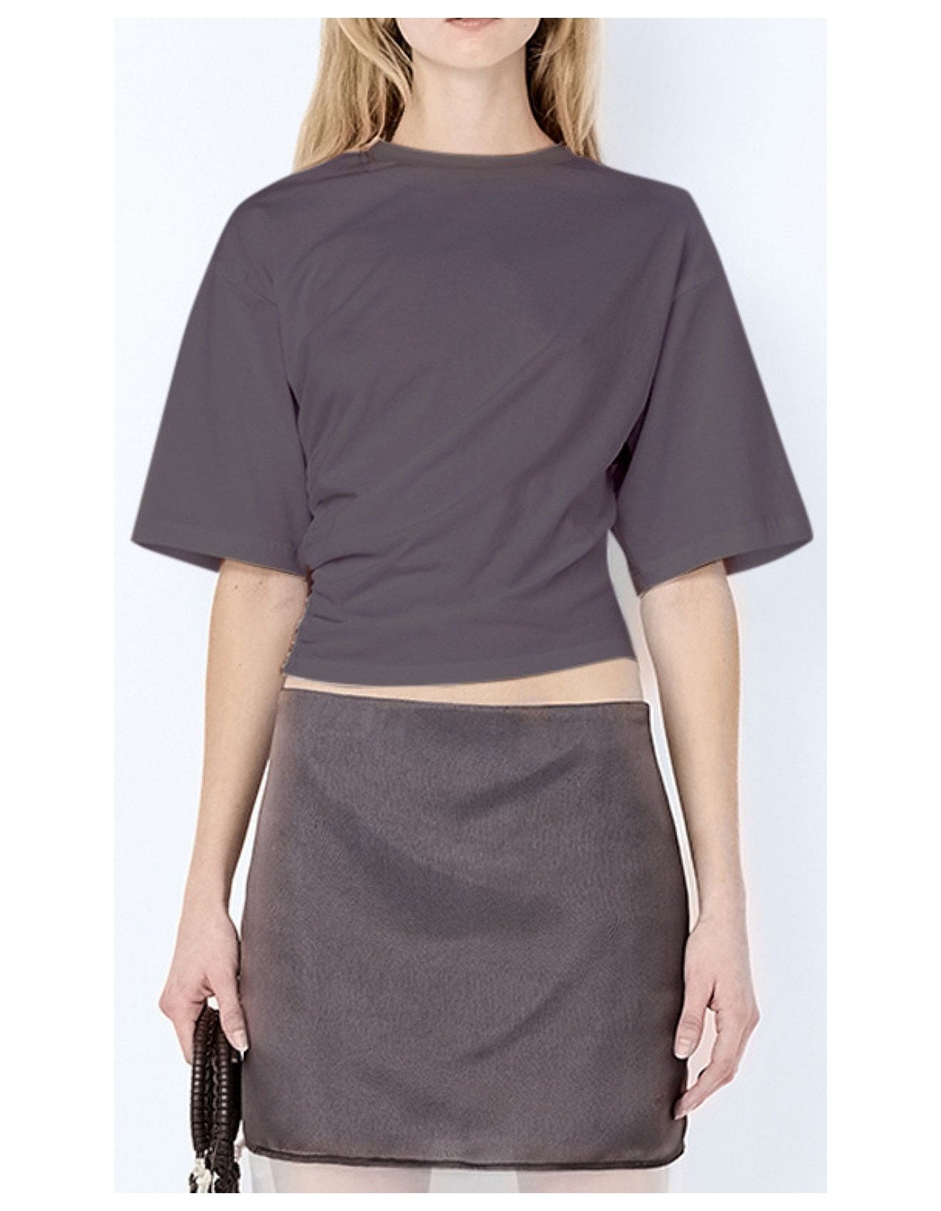 BEC + BRIDGE Ema Asym Tee Washed Choc