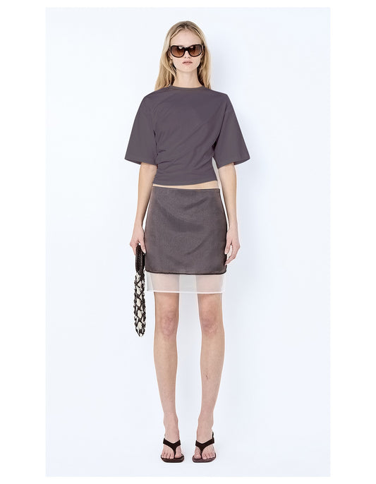 BEC + BRIDGE Ema Asym Tee Washed Choc