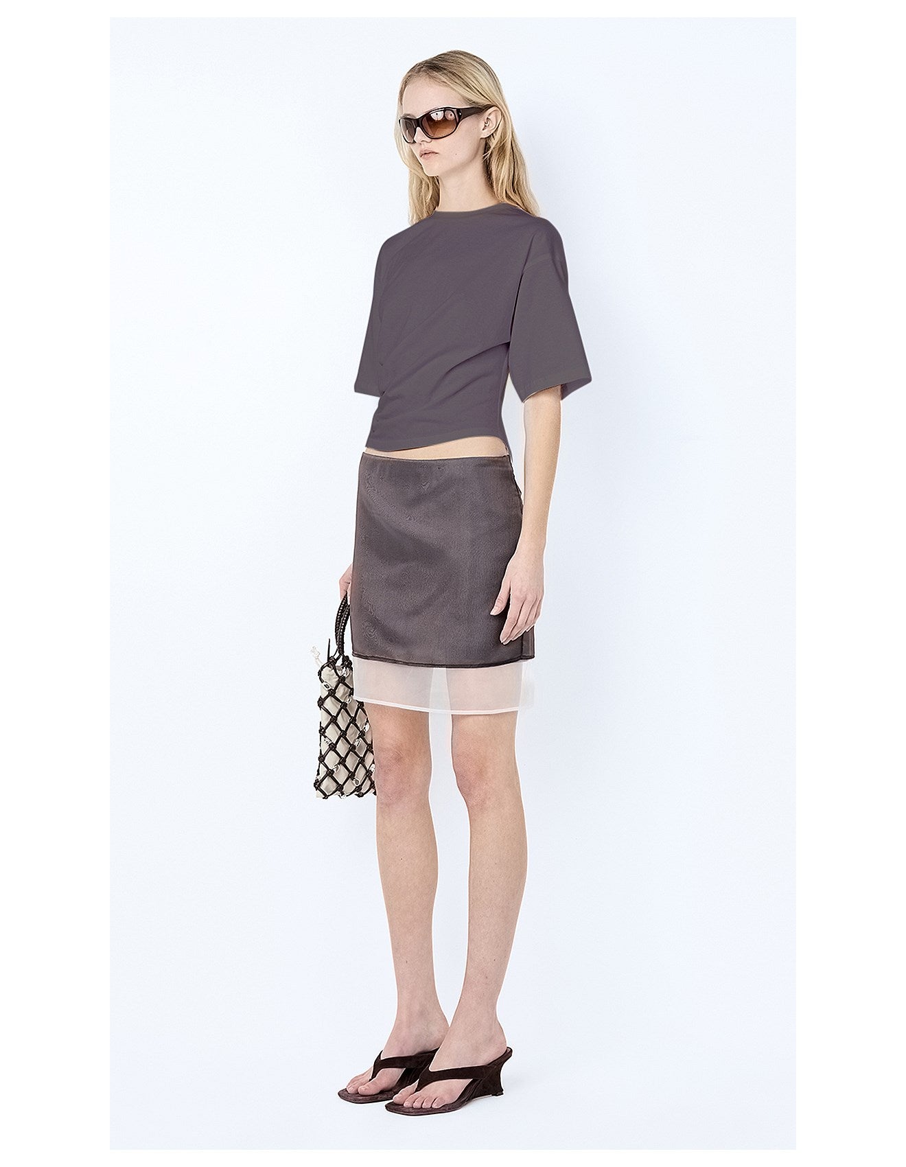 BEC + BRIDGE Ema Asym Tee Washed Choc