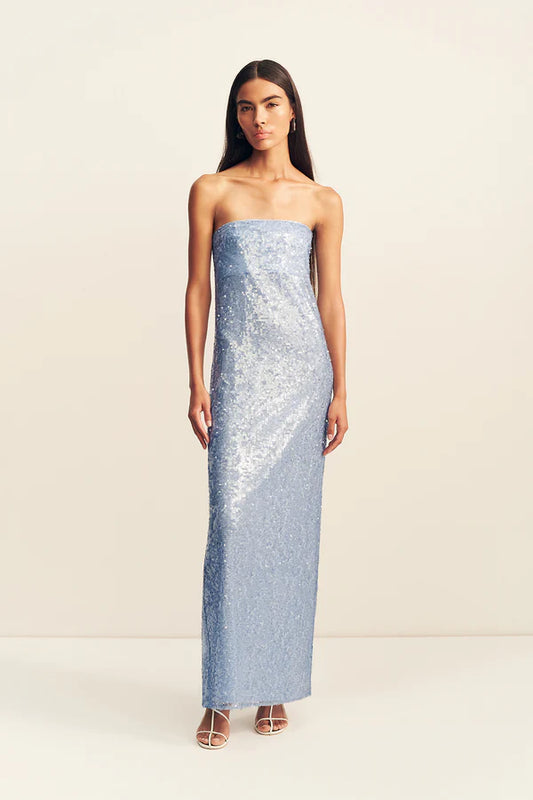 SHONA JOY Amerie Strapless Maxi Dress Arcadia Blue