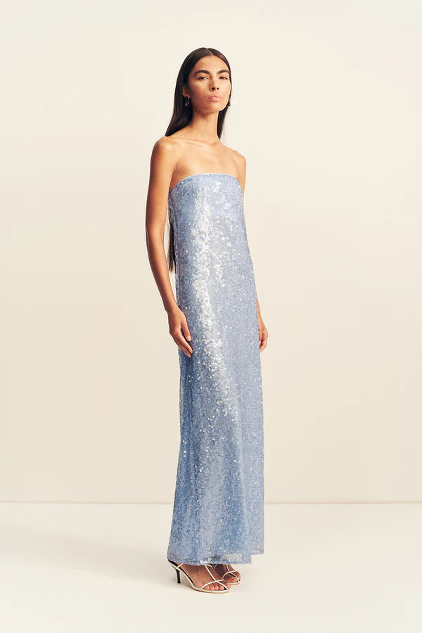 SHONA JOY Amerie Strapless Maxi Dress Arcadia Blue