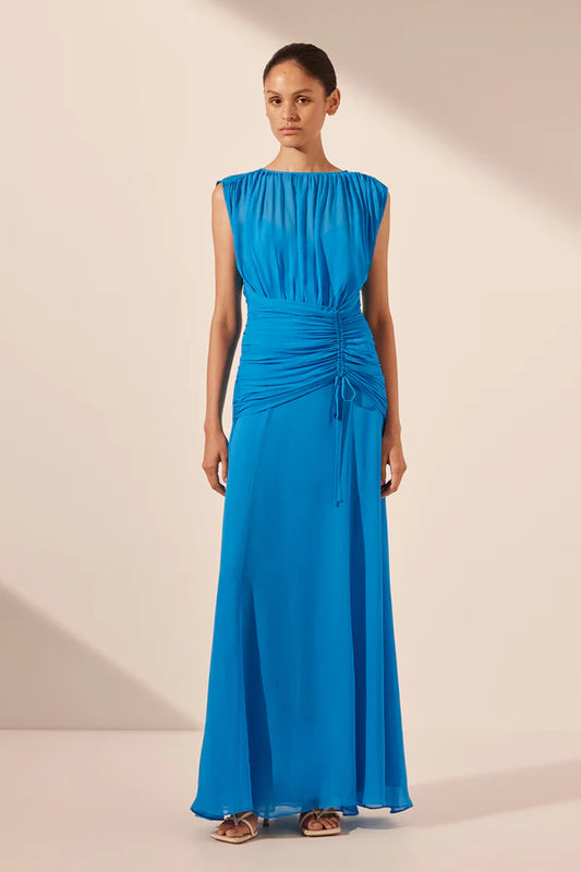 SHONA JOY Amina high neck maxi dress-aqua