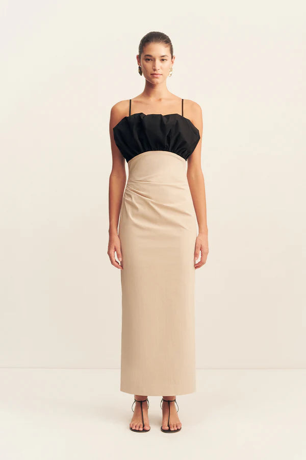 SHONA JOY Campbell Bodice Midi Dress-oat