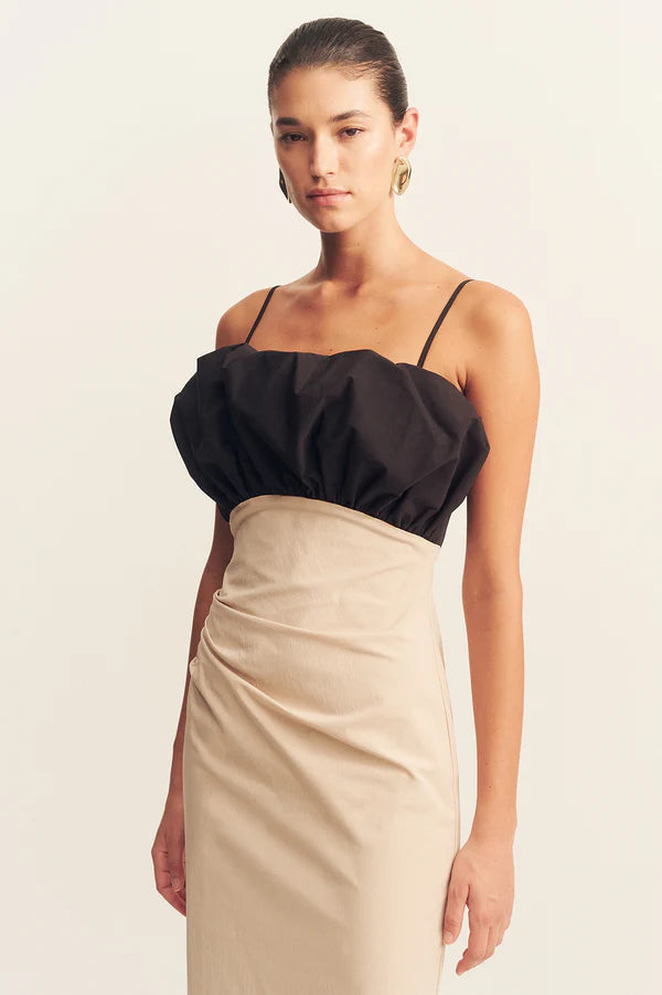 SHONA JOY Campbell Bodice Midi Dress-oat