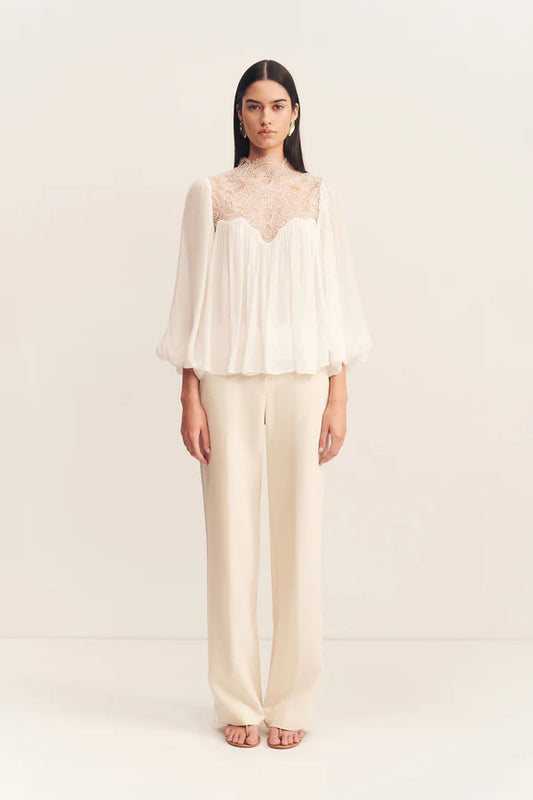 SHONA JOY Emory Lace Blouse-ivory