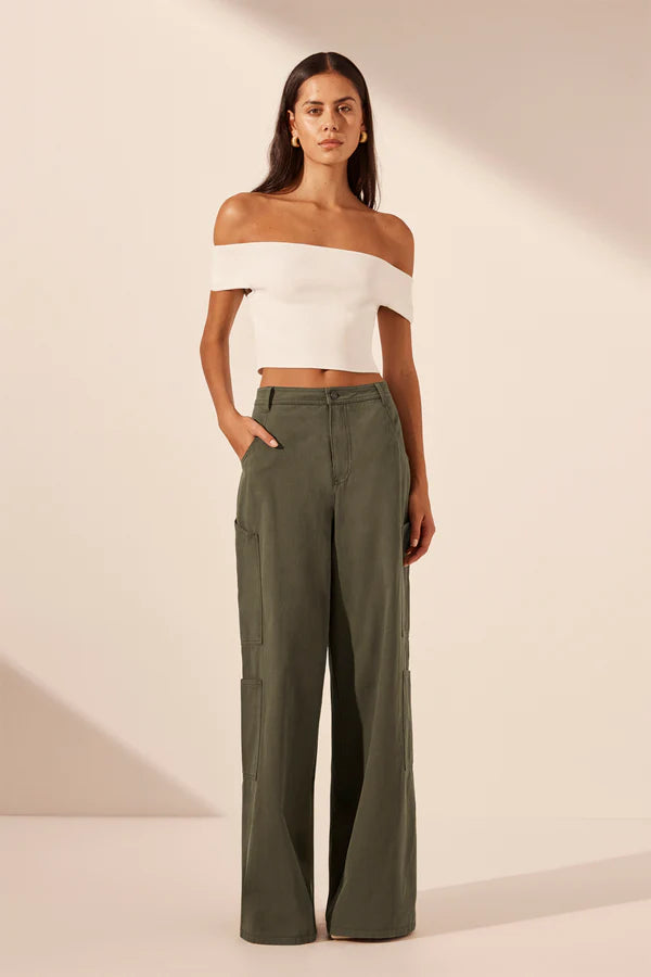 SHONA JOY Basic off shoulder top-ivory