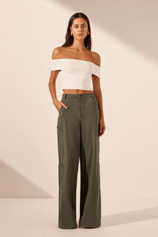SHONA JOY Basic off shoulder top-ivory