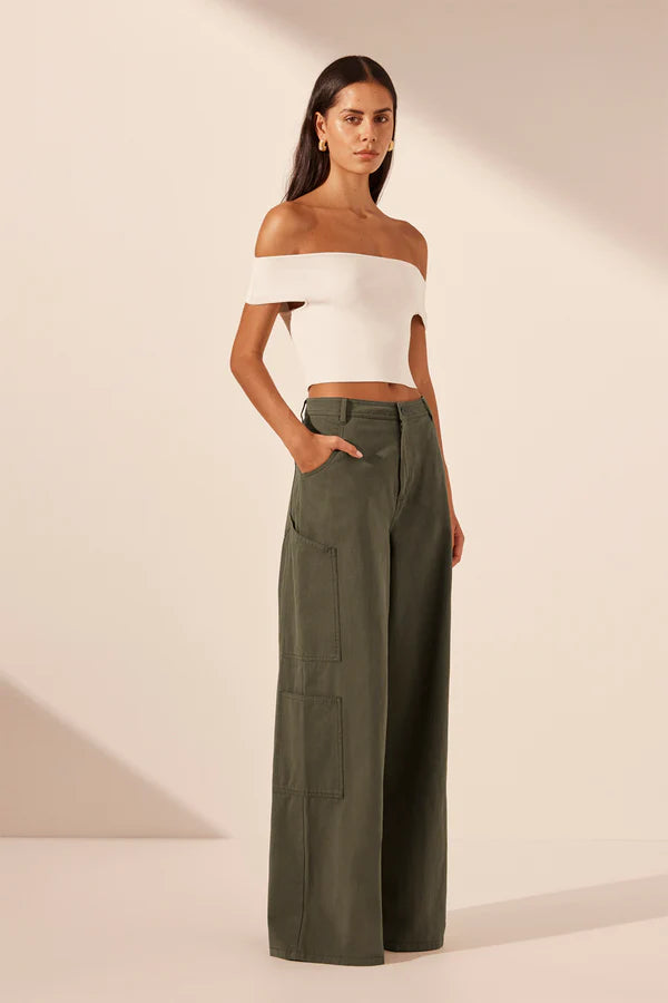 SHONA JOY Basic off shoulder top-ivory