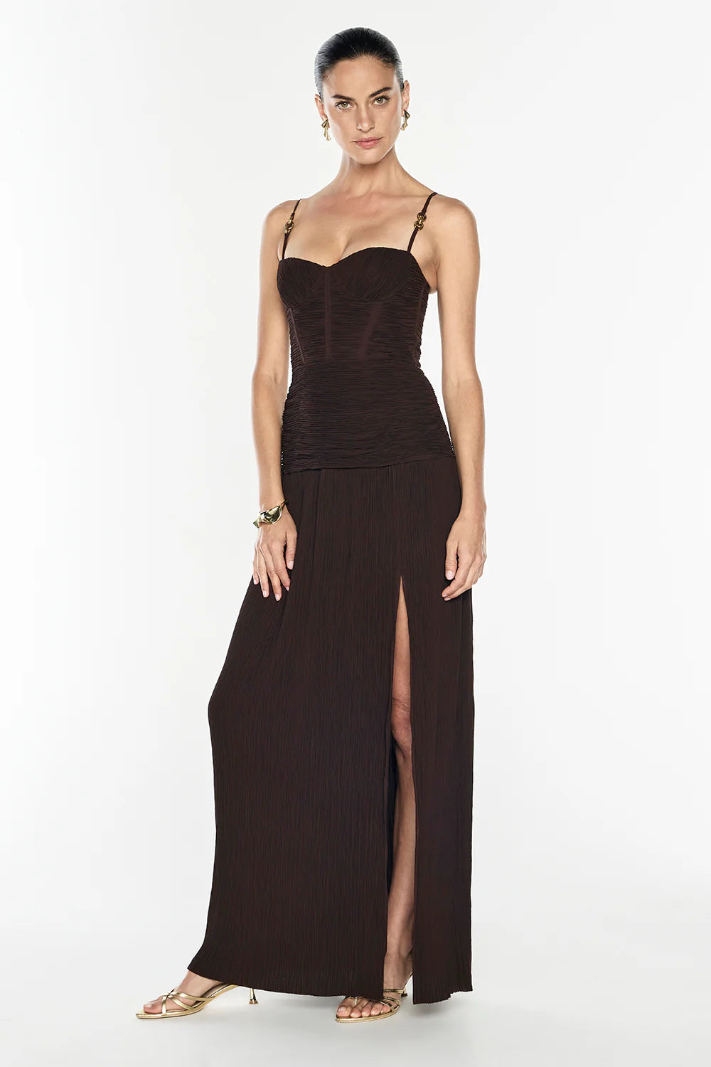 MANNING CARTELL - Double Time Pleat Dress in Dark Chocolate