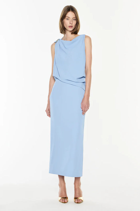 MANNING CARTELL - High Times Drape Dress in Sky Blue