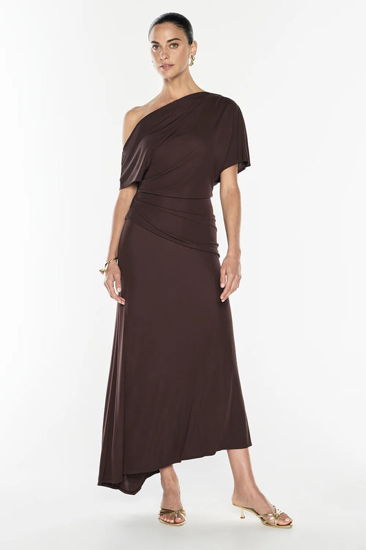 MANNING CARTELL - Sweet Days Drape Dress in Mocha Brown