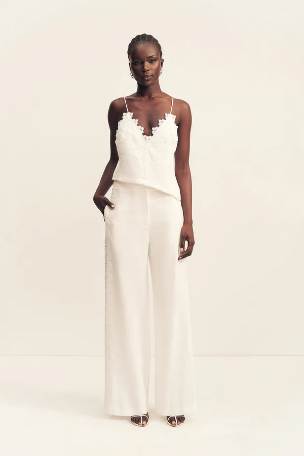 SHONA JOY - Toile Lace Wide Leg Pant in Ivory