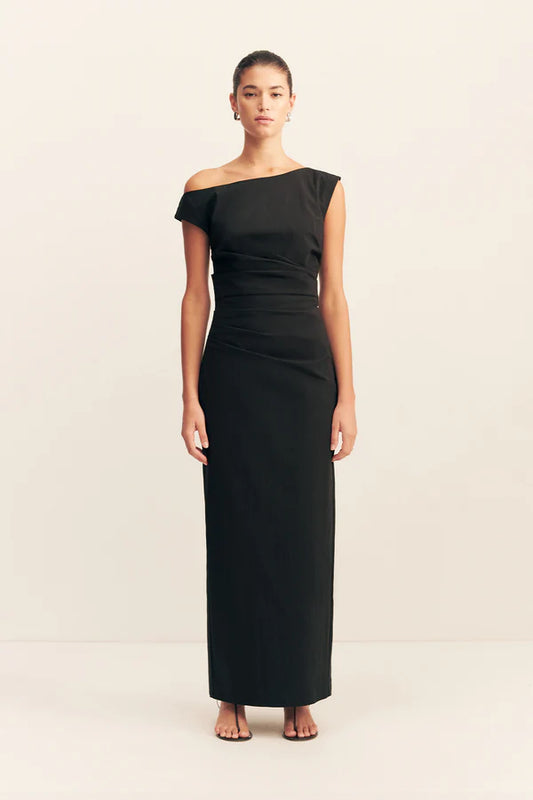 SHONA JOY Campbell Off Shoulder Maxi Dress-black