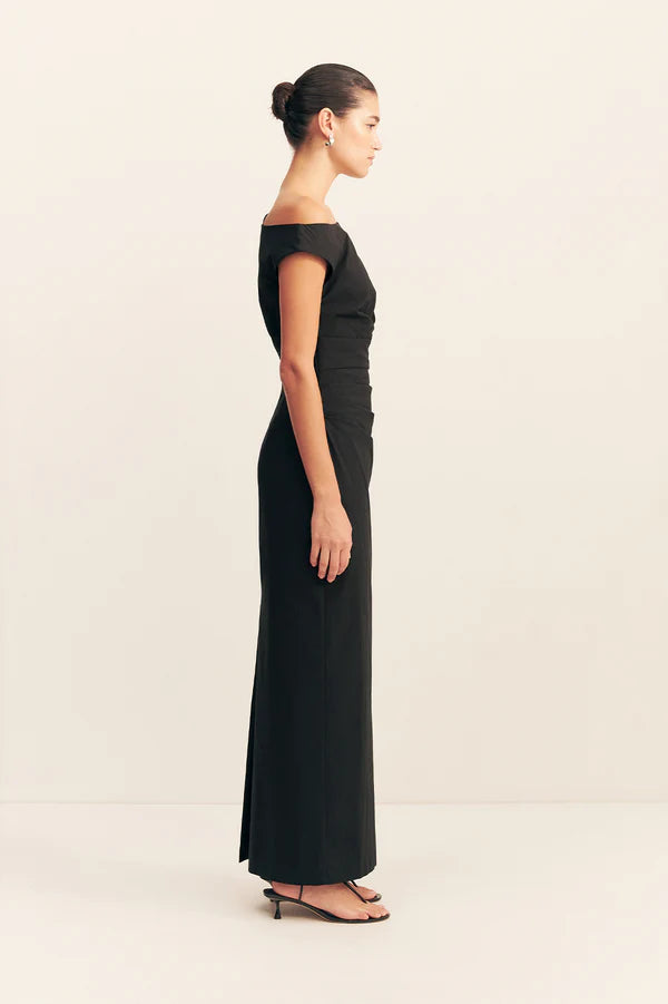 SHONA JOY Campbell Off Shoulder Maxi Dress-black