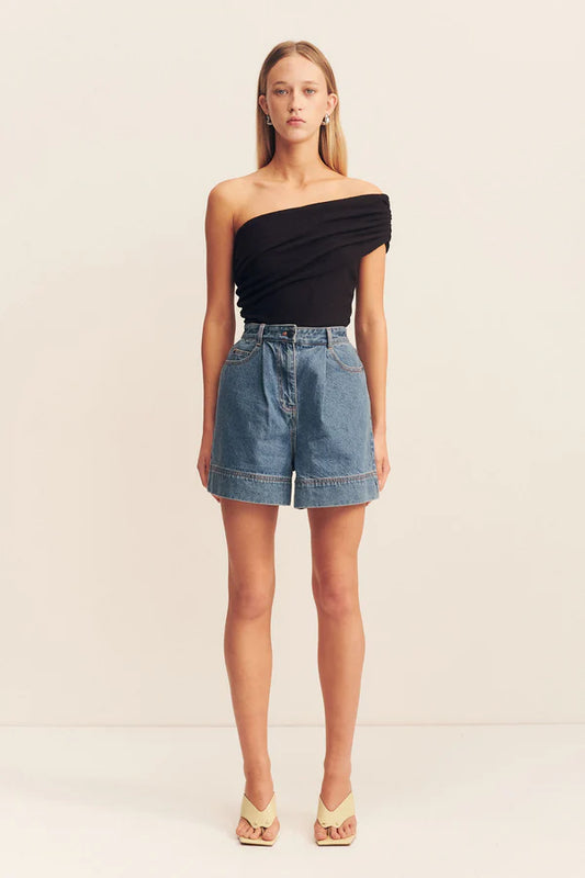 SHONA JOY Beau One Shoulder Top--black