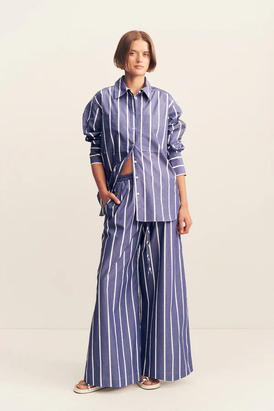 SHONA JOY Cambridge Wide Leg Pant-chambray blanc