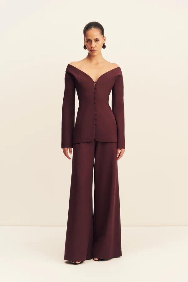 Shona Joy - Asher Off Shoulder Fitted Top IN BERRY