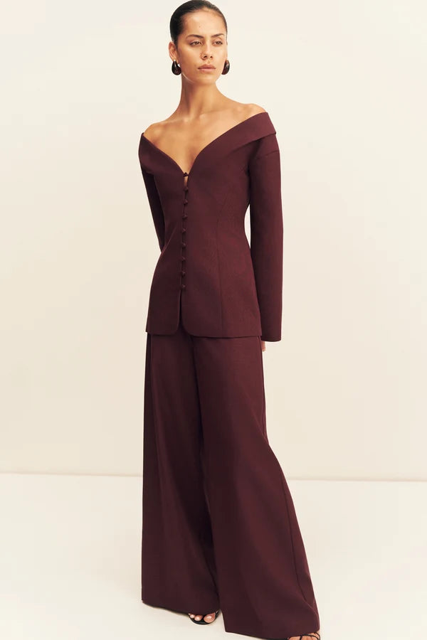 Shona Joy - Asher Wide Leg Pant IN BERRY