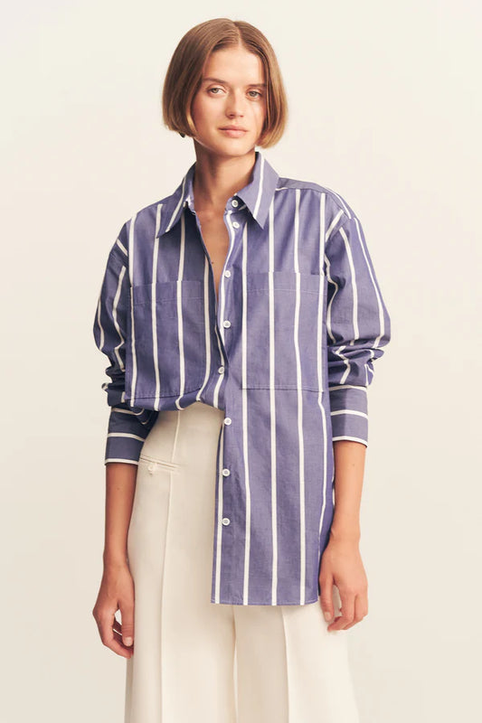 SHONA JOY Cambridge Shirt-chambray blanc