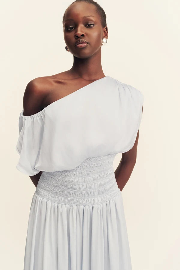 Shona Joy - Agnes Shirred Asymmetrical Maxi Dress IN SKY BLUE