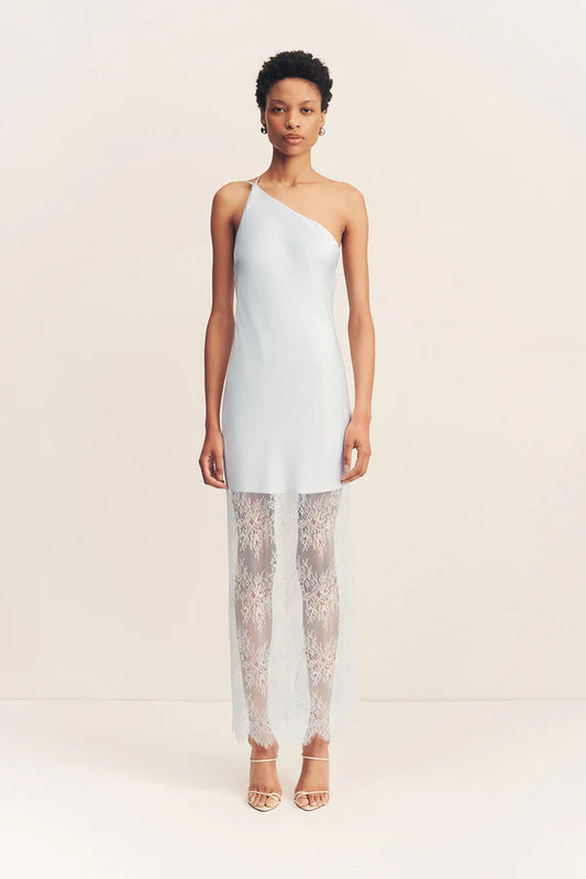 SHONA JOY - Labyrinth Lace Cowl Maxi Dress in Pale Blue