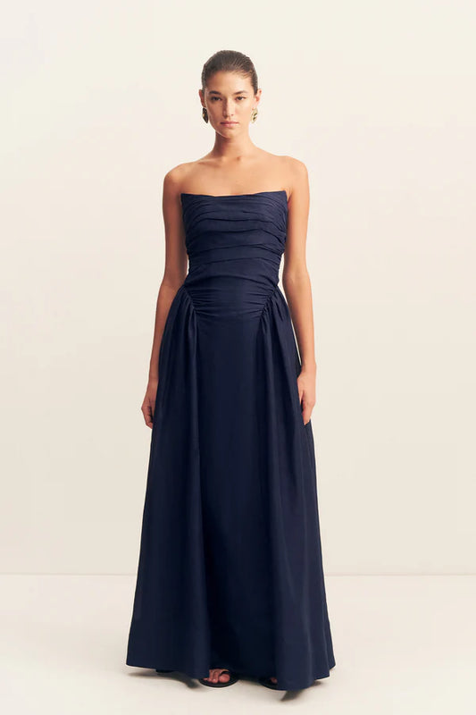 SHONA JOY Celeste Strapless Panelled Maxi-midnight
