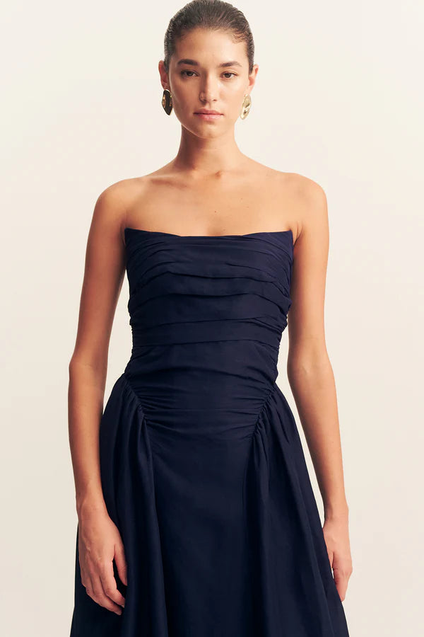 SHONA JOY Celeste Strapless Panelled Maxi-midnight