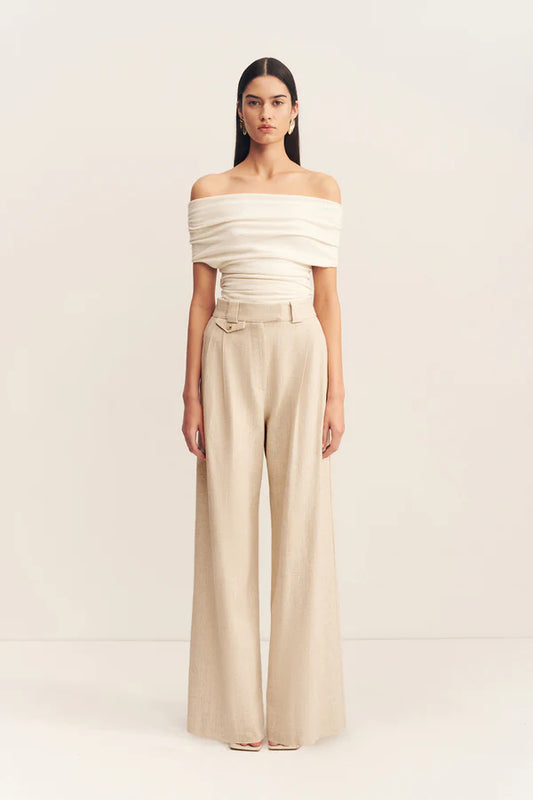 SHONA JOY Newman High Waisted Tailored Pant-parchment