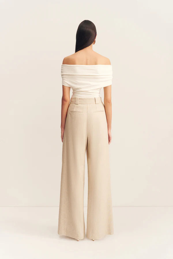 SHONA JOY Newman High Waisted Tailored Pant-parchment