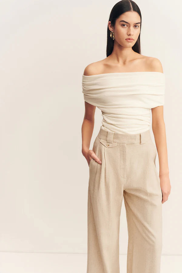 SHONA JOY Newman High Waisted Tailored Pant-parchment