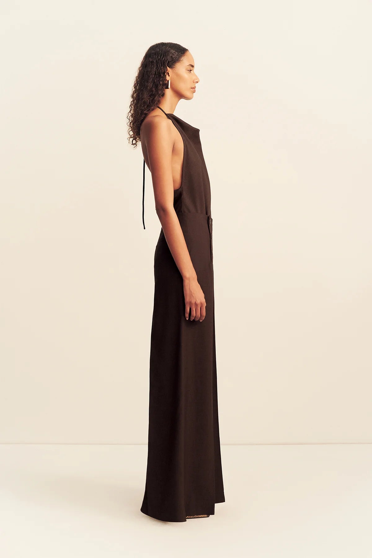 SHONA JOY - Asher Button Wide Leg Pant in Ristretto